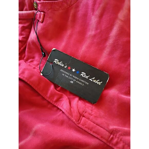 Robin's Red Label Jeans Men's Sz 31 Red New Biker Distressed Embroidered Stars - Picture 4 of 12